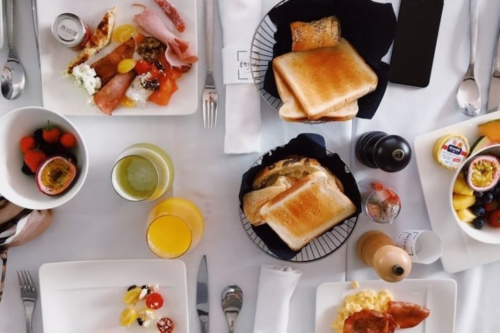 a bunch of food sitting on a table